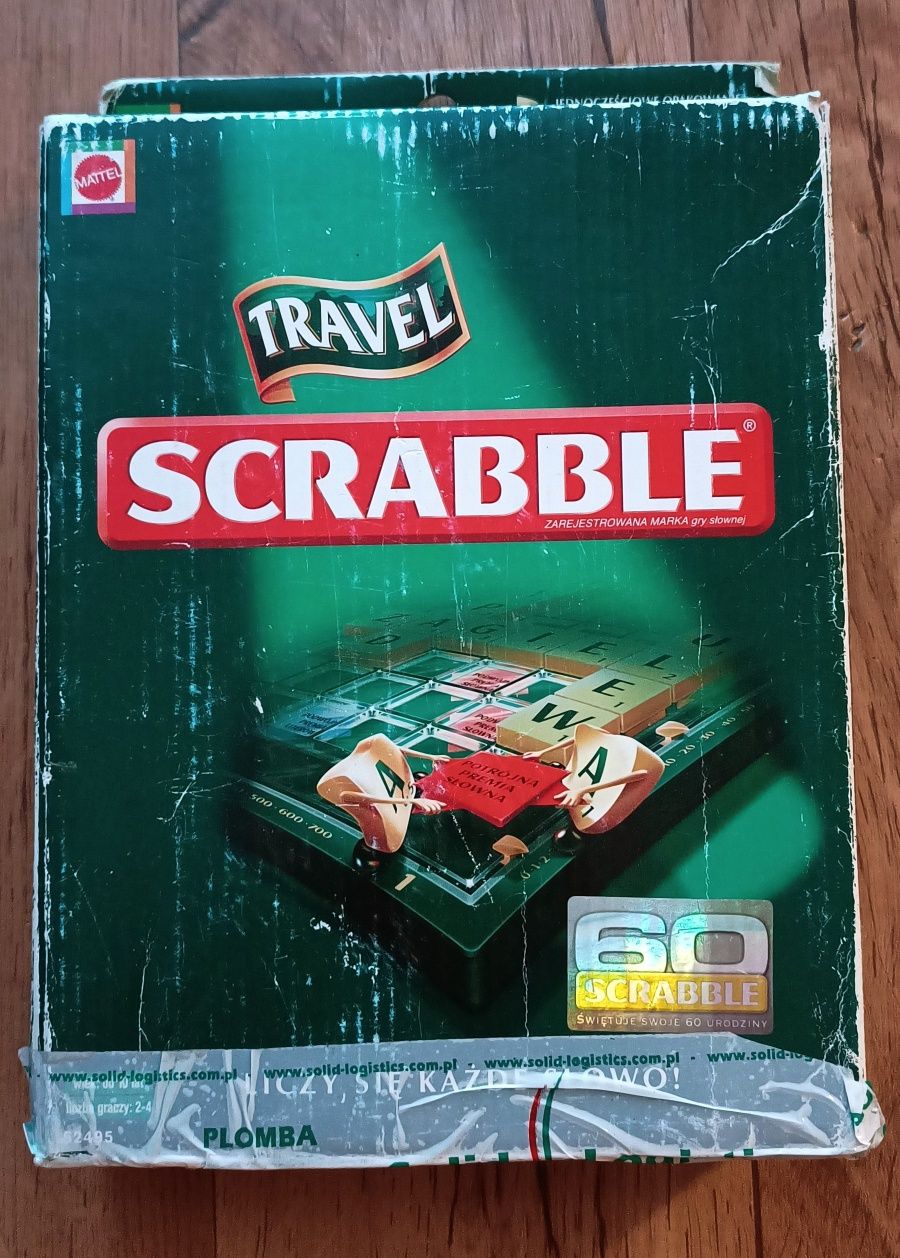 Scrabble Travel PL Wersja podróżna ORIGINAL Kompletne Gra planszowa
