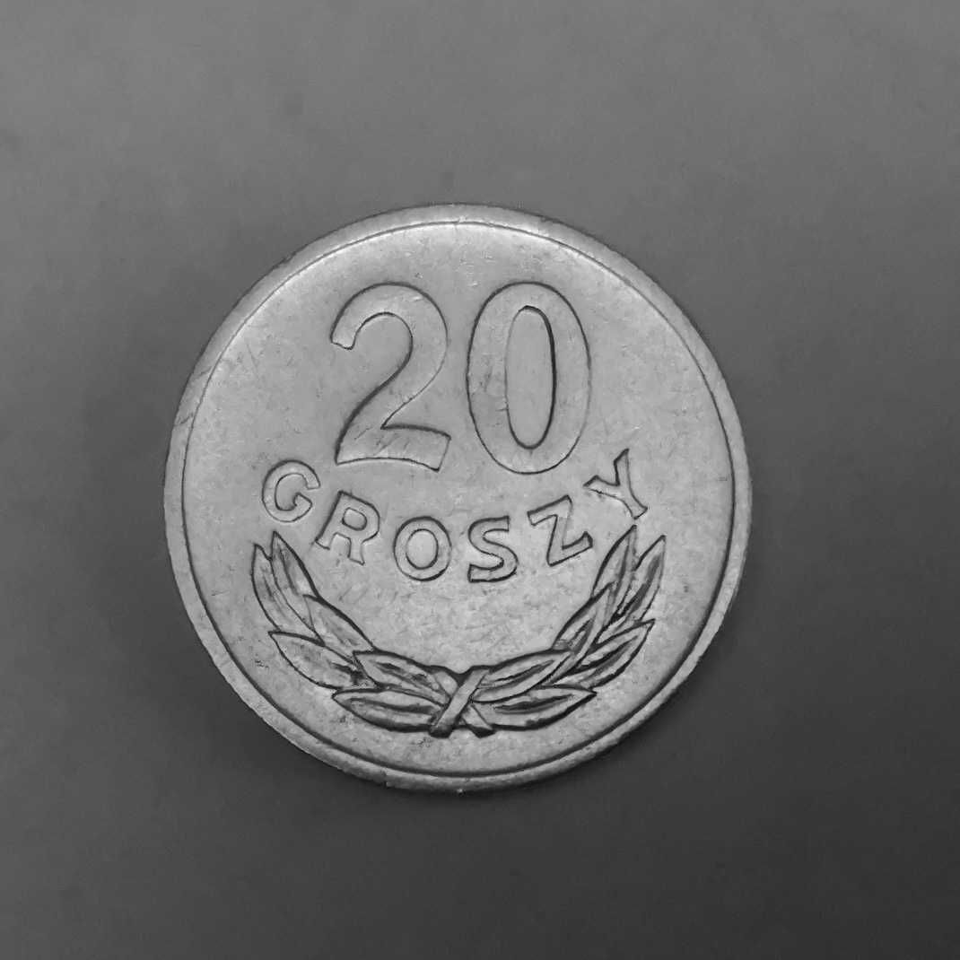 Moneta PRL 20 groszy 1976r.Al.Stan okołomenniczy.