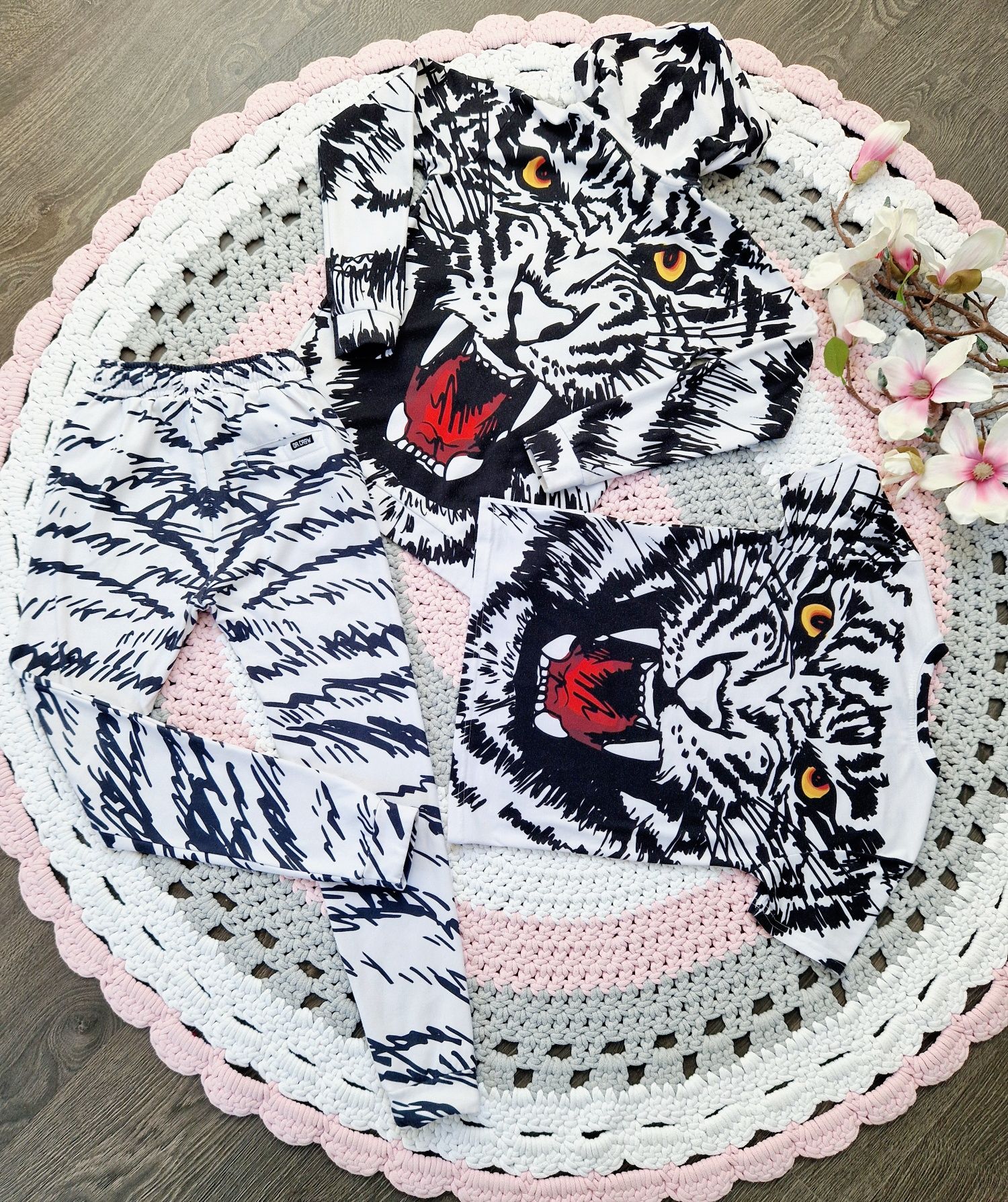 Zestaw Komplet Chłopięcy 158 Dr Crow Bluza/Tshirt/Spodnie  Dres Tygrys