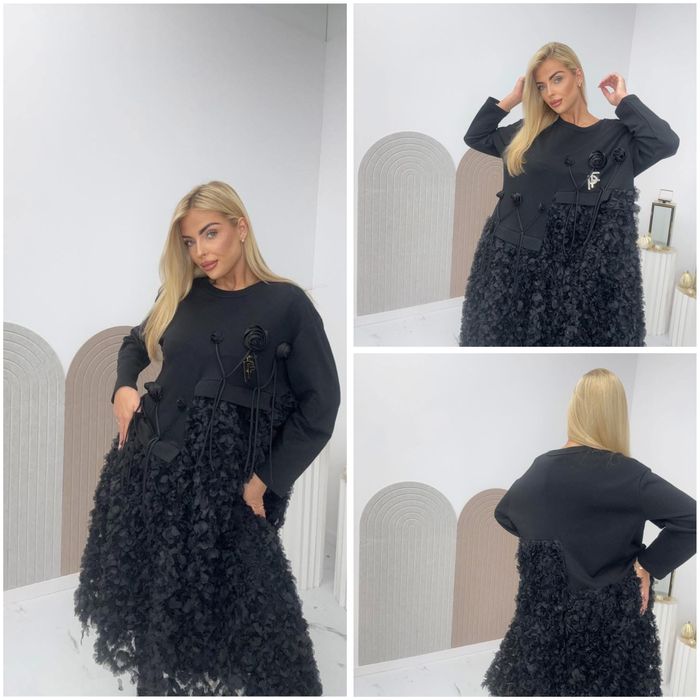 Sukienka Paparazzi Fashion czarna kwiaty rozmiar uni