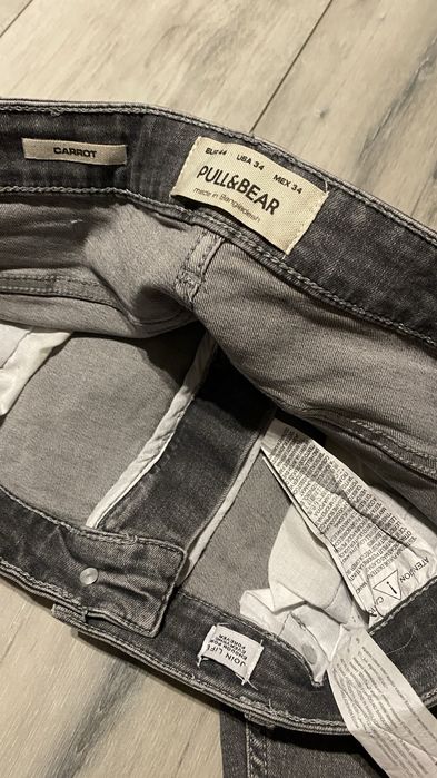 Spodnie PULL&BEAR 44 CAROT męskie jeansy ciemnoszare bawełna