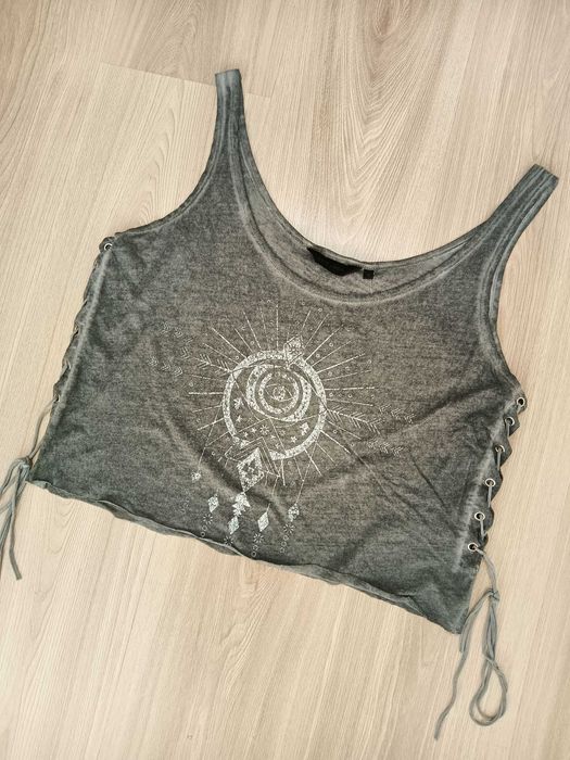 Nowy top bluzka damska szara na ramiączkach hippie boho etno aztec 42