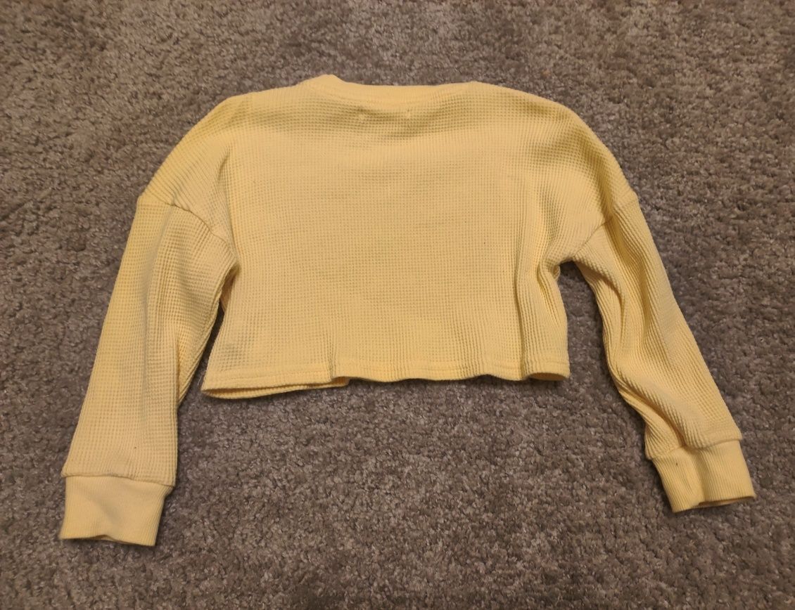 Bluza dziewczęca, żółta, krótka, oversize, luźna, Sinsay