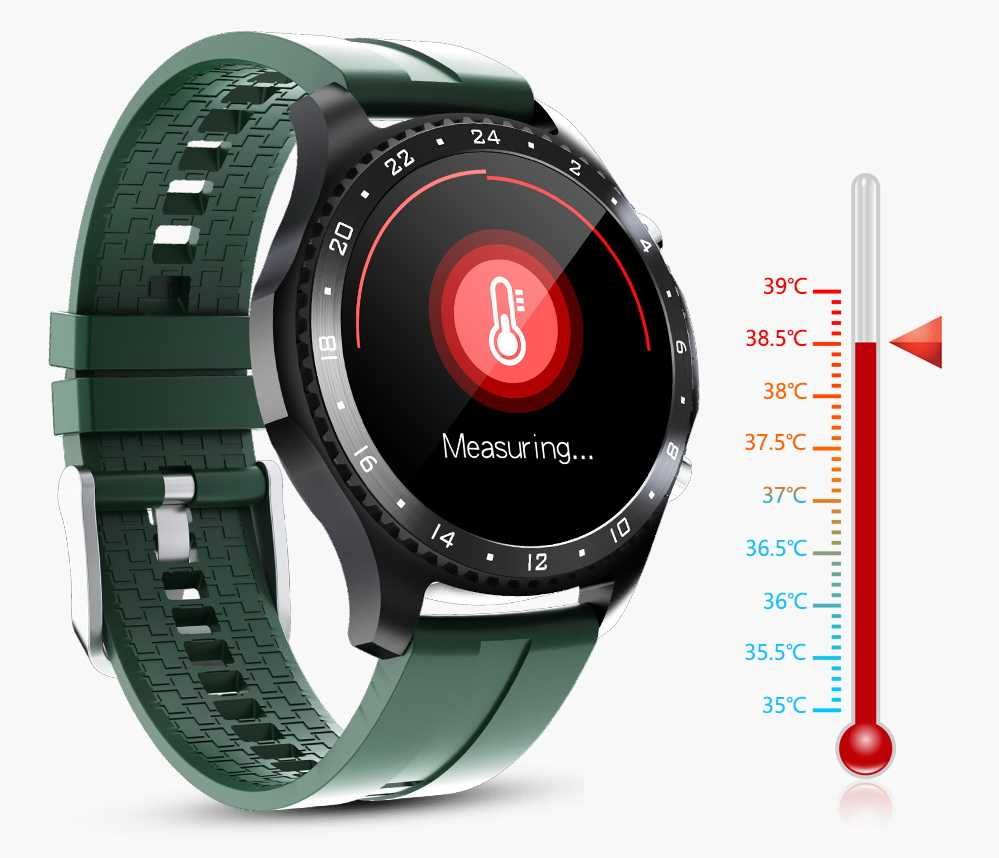 Zegarek męski SMARTWATCH Ciśnieniomierz PULSOMETR TERMOMETR Rozmowy PL