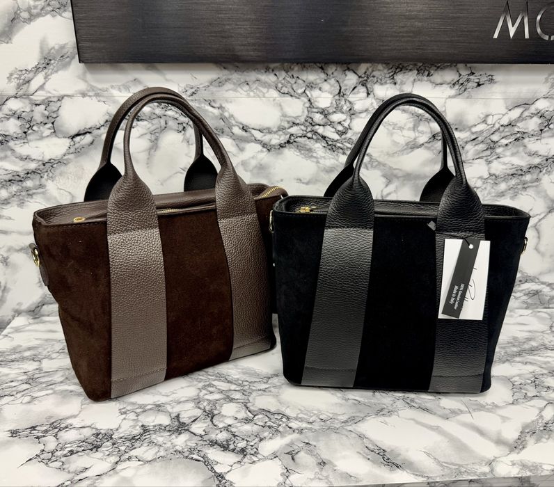 Сумка замшева чорна бежева Замшевая сумка бежевая тауп черная Италия