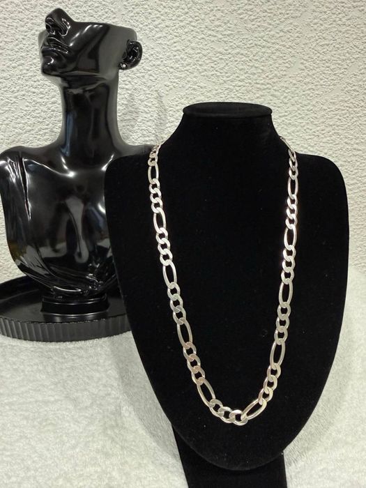 Srebrny łańcuszek 925, 34 g, 51 cm, splot FIGARO, solidna biżuteria