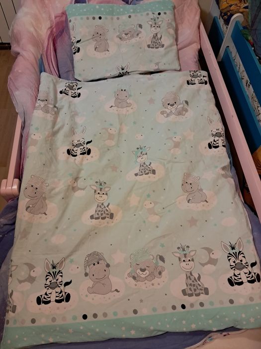 Łóżeczko bujak + materac, posciel, koldra, poduszka