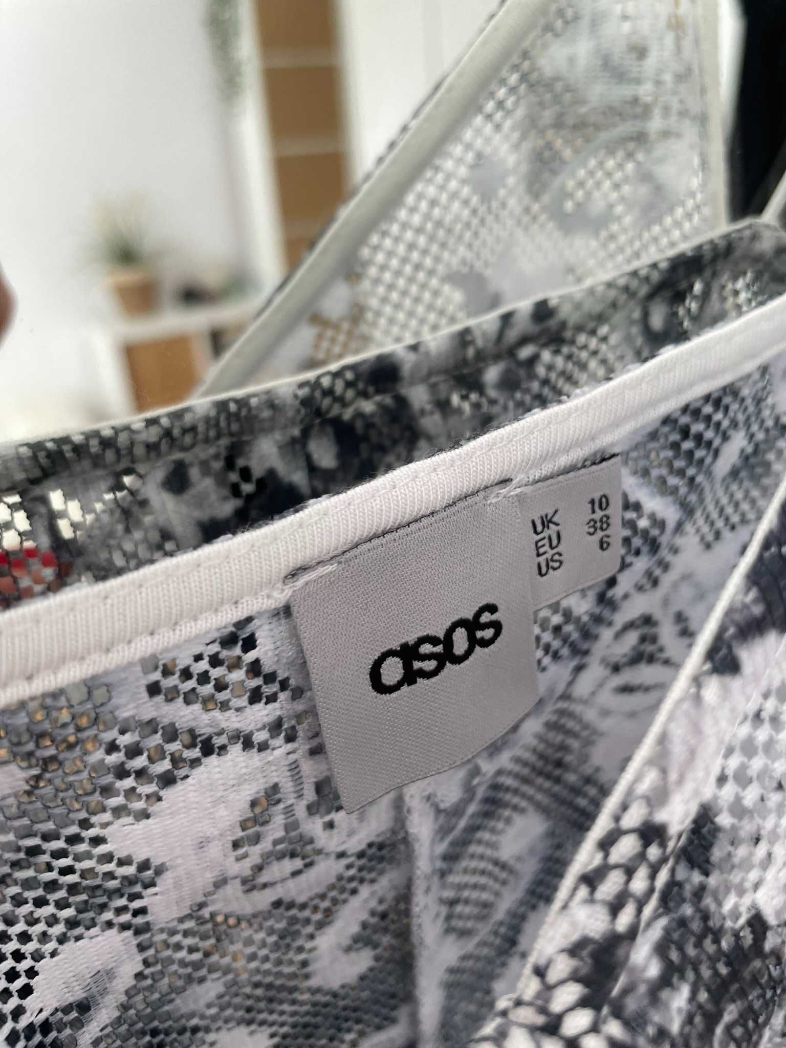 Asos top szary biały koronkowy na ramiączkach boho letni y2k M 38