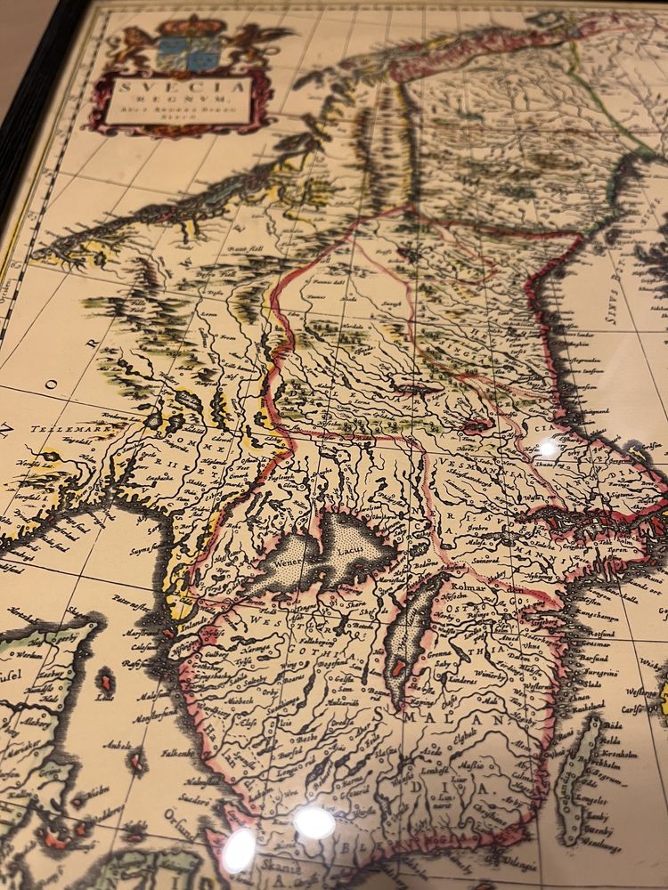 Stara Mapa Szwecja Vintage