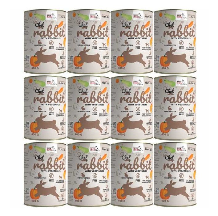 SYTA MICHA Mokra karma Królik z warzywami Mokra karma dla psa 12x400g