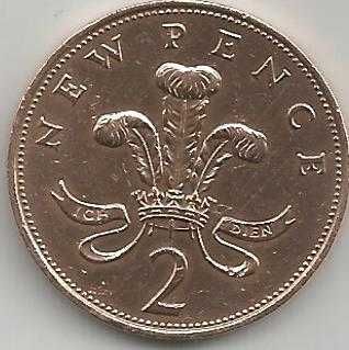Reino Unido Two New Pence 1971 Rainha Elizabeth II