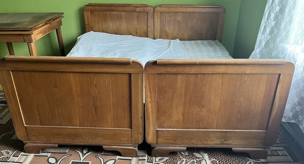 Stara sypialnia dębowa szafa łóżko podwojne