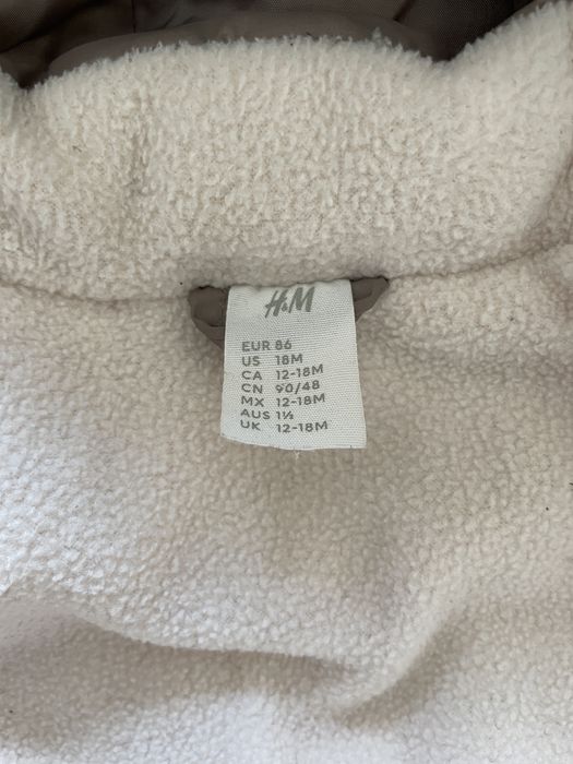 Kurtka zimowa beżowa pieski H&M rozmiar 86