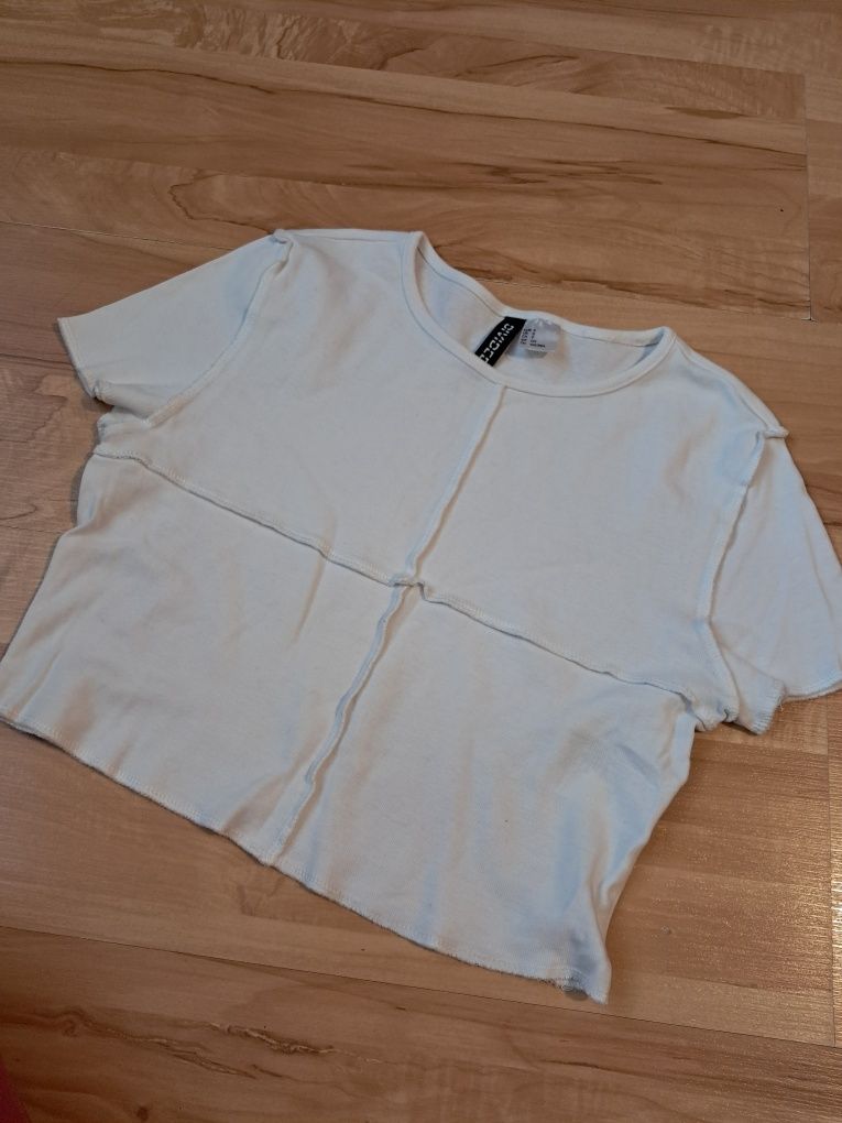 Biały top z przeszyciami H&M