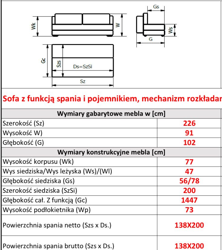 Sofa z funkcja spania