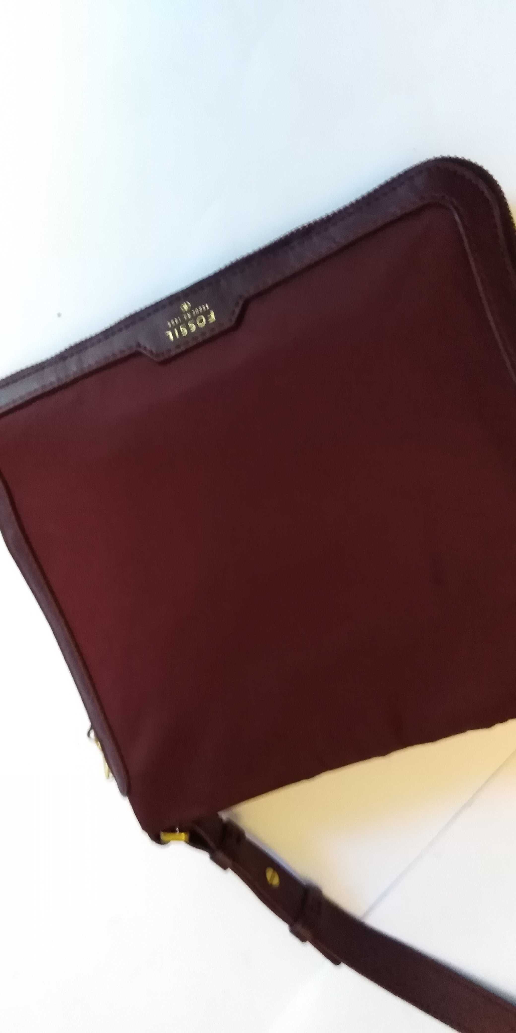 FOSSIL nowa torebka torebeczka bordo skóra 22x24 cm super tanio