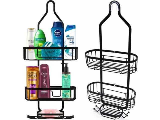 Półka Łazienkowa Wisząca Pod Prysznic Prysznicowa Czarna Podwójna