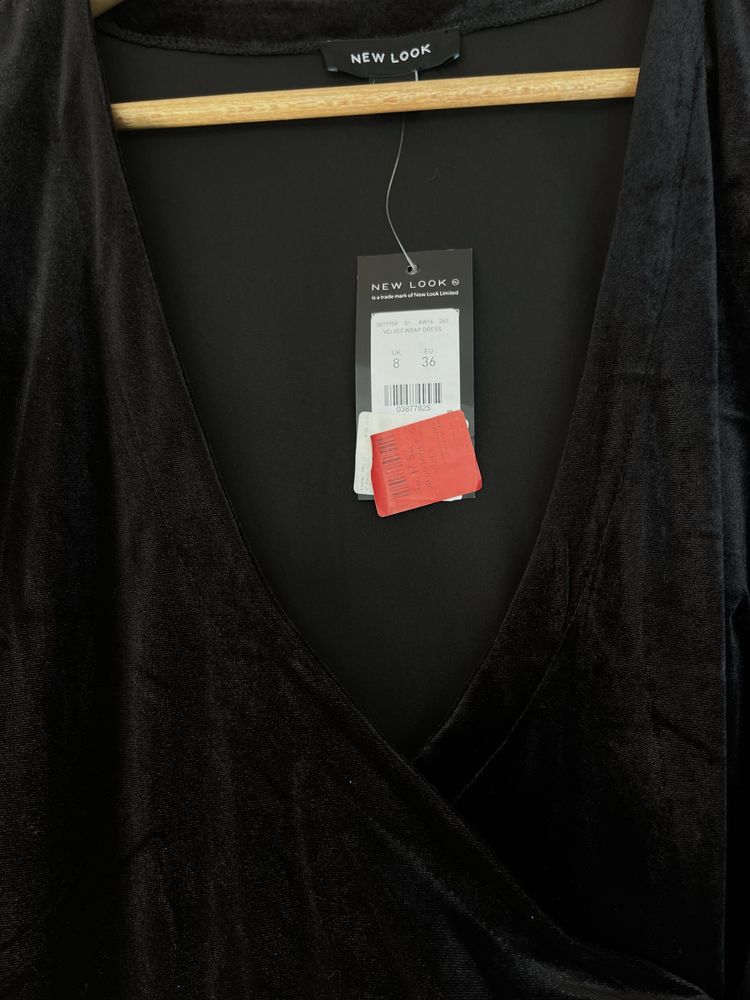 Czarna sukienka wiązana w pasie nowa z metką velvet New Look M 36