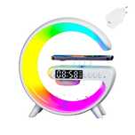 Lampka LED RGB Ładowarka Indukcyjna Głośnik Budzik Radio Zegar