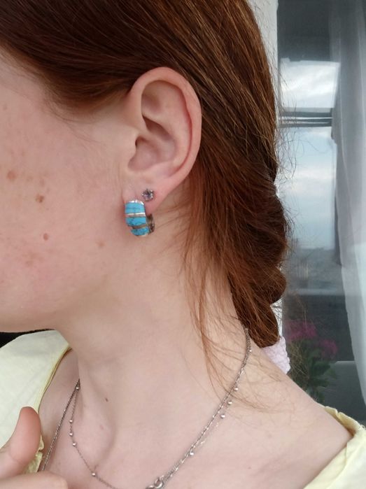 Серебряные серьги с бирюзой