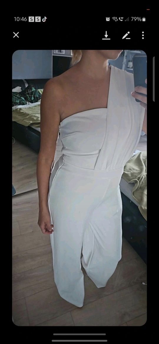 Elegancki biały kremowy kombinezon mohito M