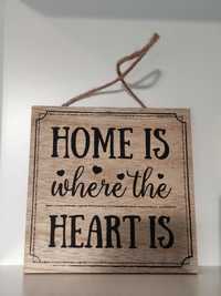 Quadro madeira "home is where the heart is"