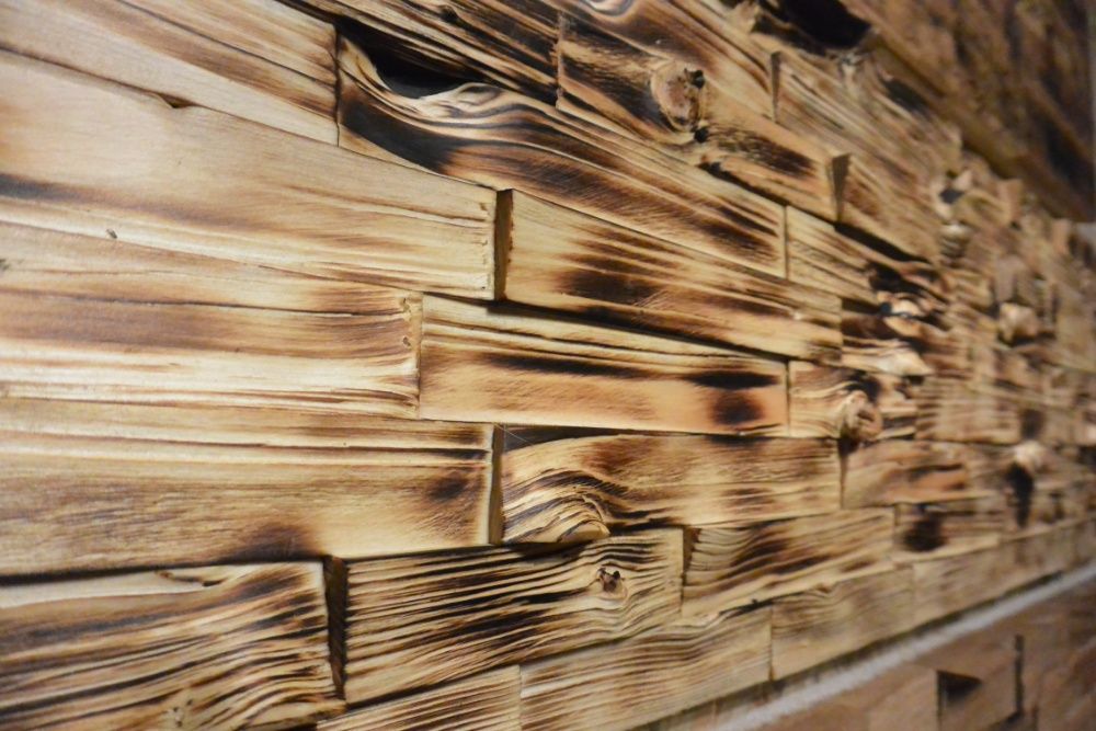 Panel ścienny drewniany ciosany postarzany świerk/sosna cegiełka 3D