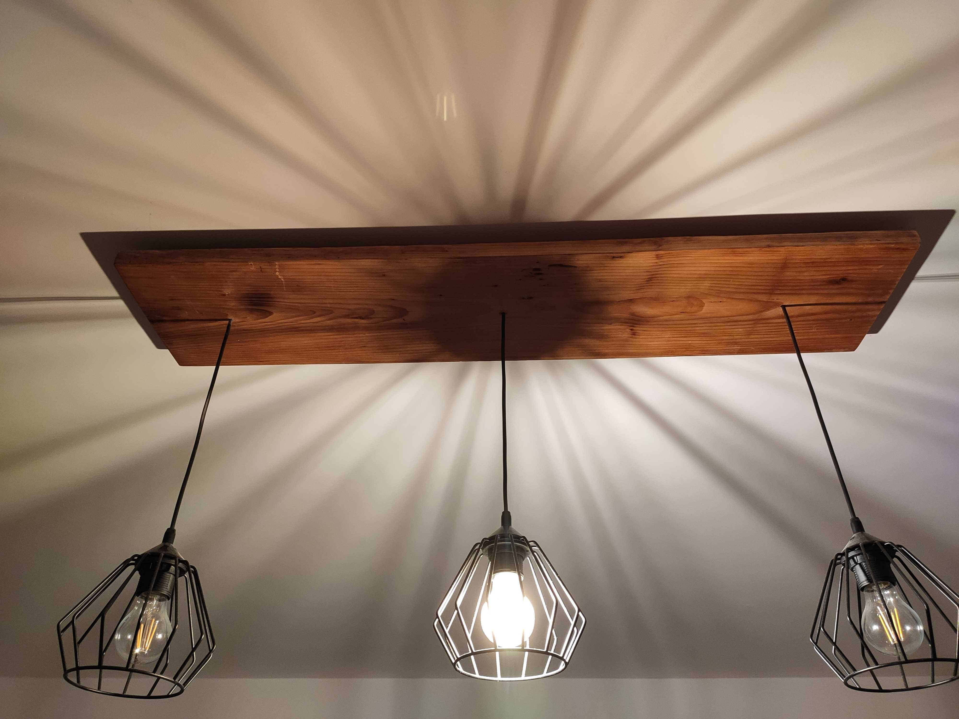 Lampa loft industrial oświetlenie żyrandol loftowy deska rustykalna