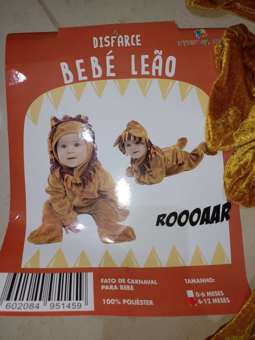 Disfarce Carnaval Bebé 6-12 meses Leão