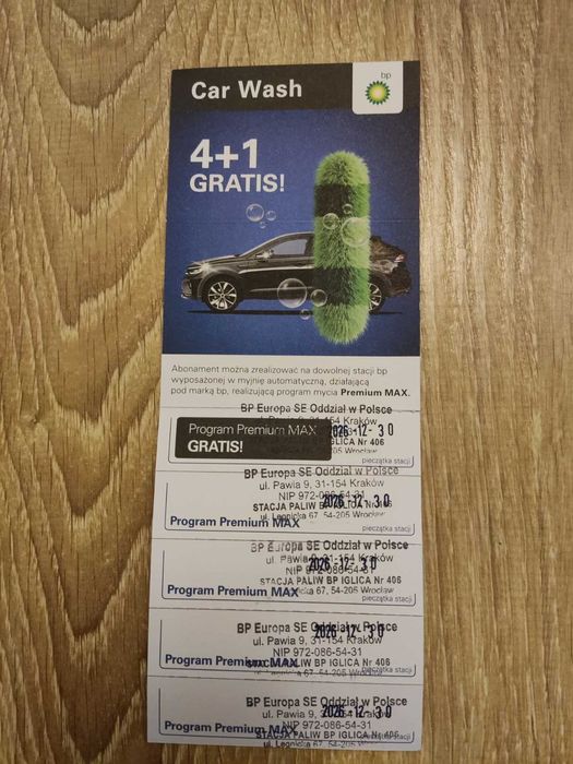 Kupony myjnia BP Premium Max 5 myć