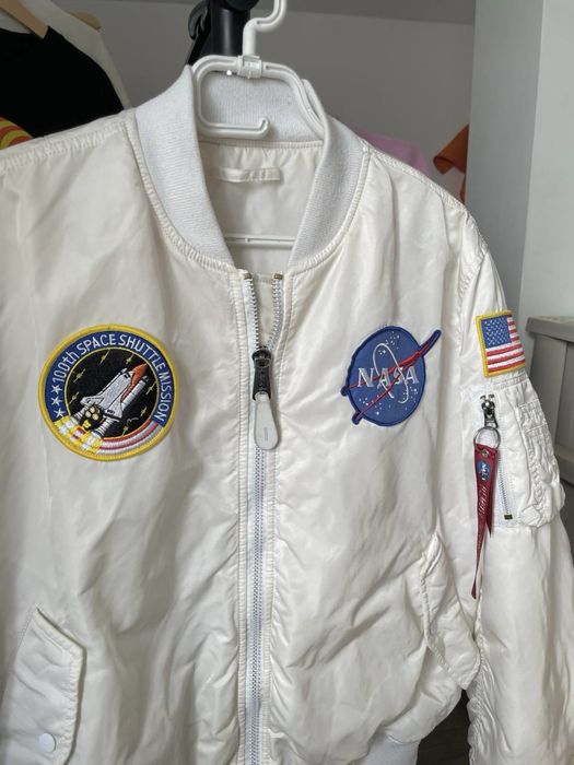 Куртка бомбер Біла NASA Alpha cp Industries Ma-1  wax rl
