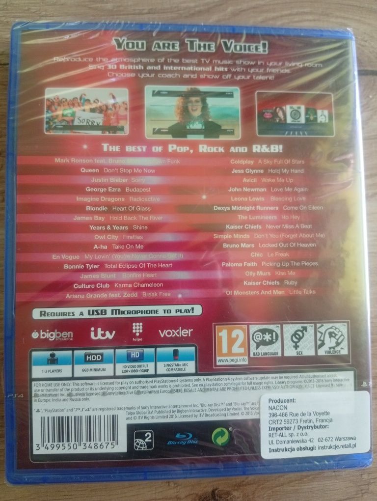The Voice PS4 PS5 nowa w folii z paskiem PS4 gra na mikrofony singstar