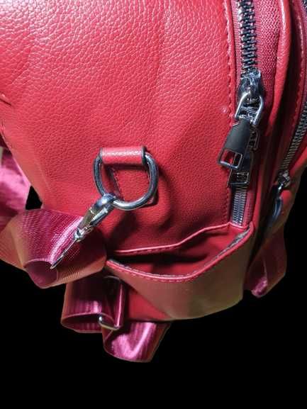 Nowy plecak plecaczek torba na ramię stylowy miejski bordowy czerwony