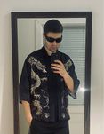 (L-XL) NEW Овершот рубашка гавайка с драконами zara кимано шао линь