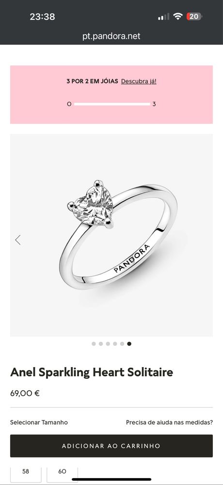 Vende-se conjunto aneis Pandora em Prata