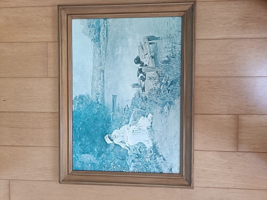 Quadro vintage de uma mulher no rio