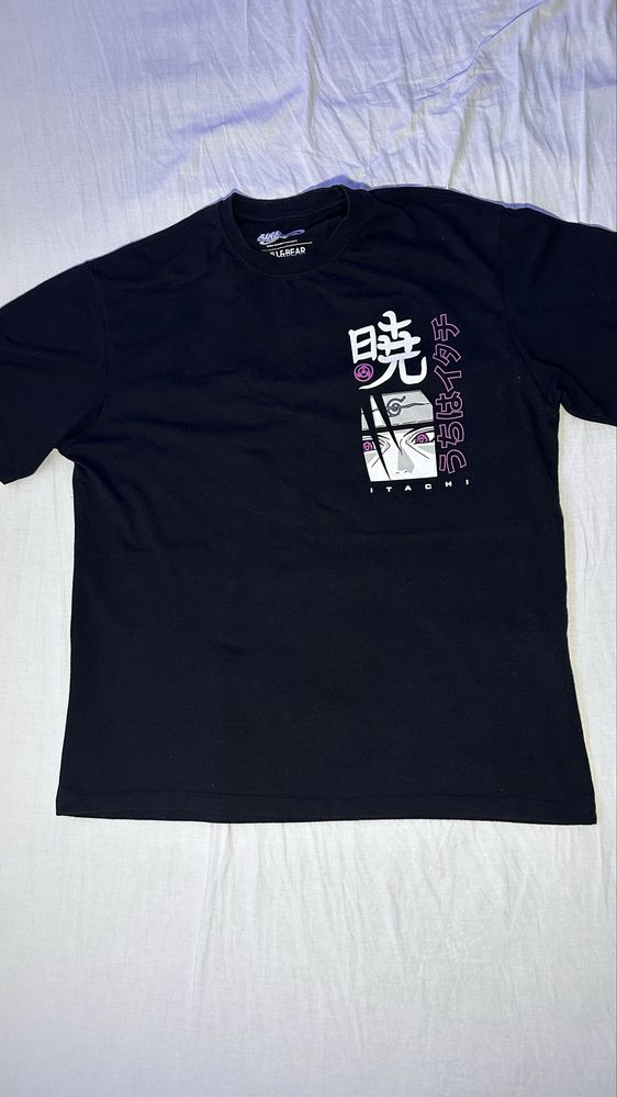 Tshirt preta estampada da pull&bear