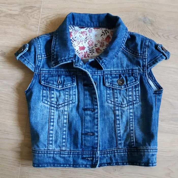 r. 104/110 DENIM kamizelka jeansowa dżinsowa dziewczęca bezrękawnik