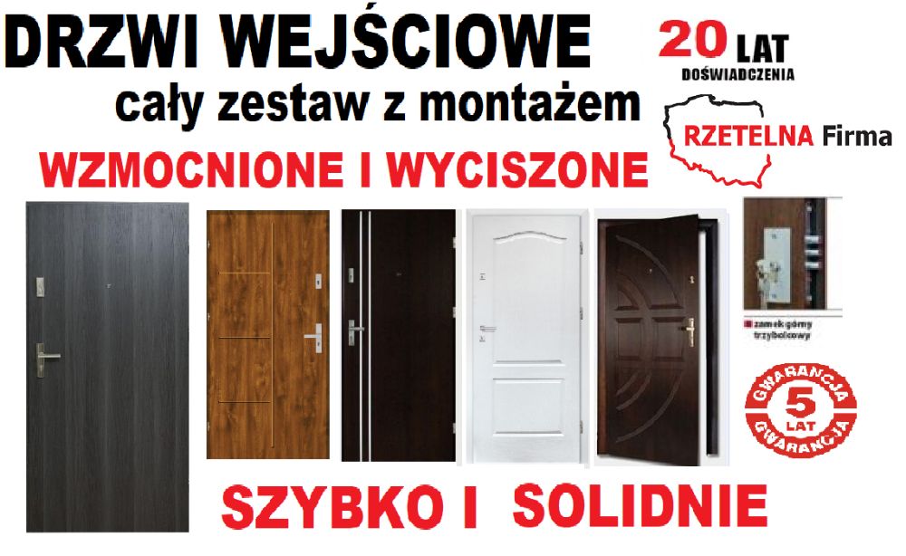 DRZWI z montażem zewnętrzne WEJŚCIOWE DO MIESZKANIA-drewniane metalowe