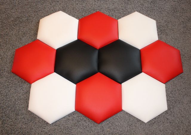 panele tapicerowane 3D hexagon 30x26 nad łóżko lub na ścianę