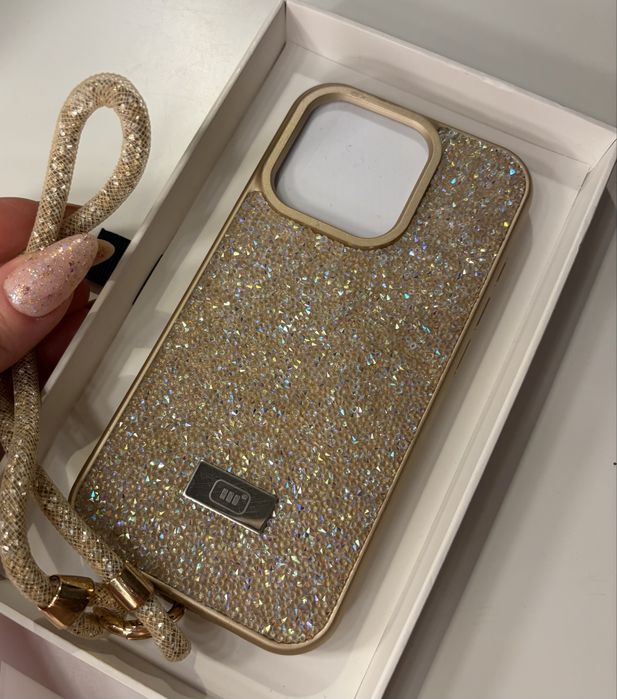 Nowa, złota obudowa Just In Case iphone 15 pro ze smyczką okazja