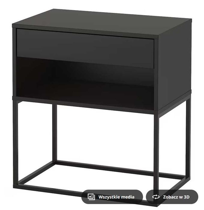 VIKHAMMER Stolik nocny, czarny, 60x39 cm/ 2 sztuki