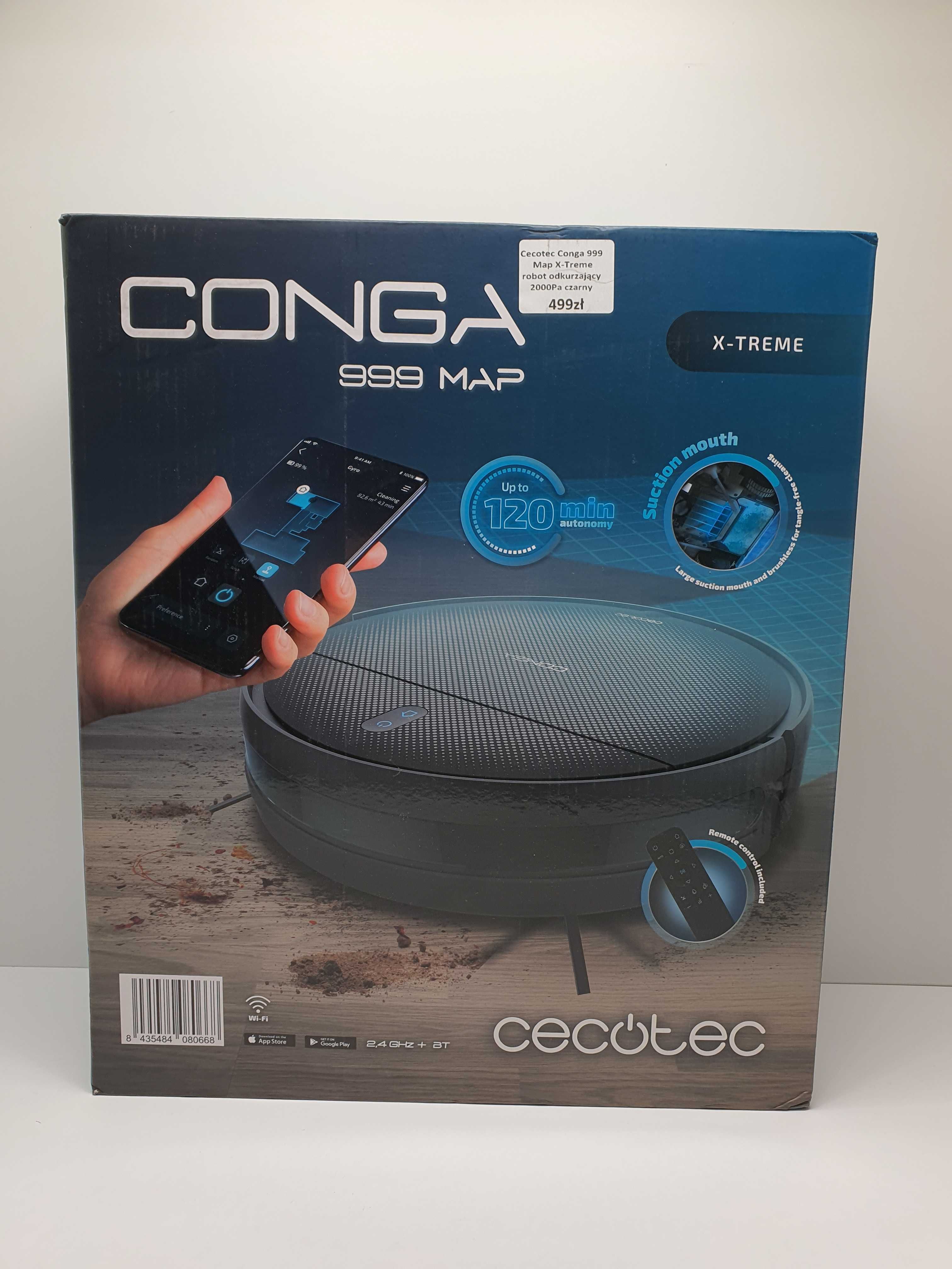 Cecotec Conga 999 Map X-Treme robot odkurzający 2000Pa czarny