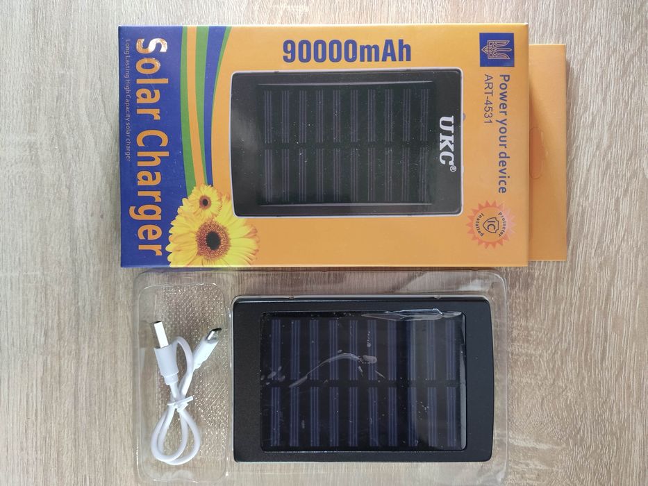 Повербанк Solar 90000 mAh с сонячною панелью та ліхтарем 4531