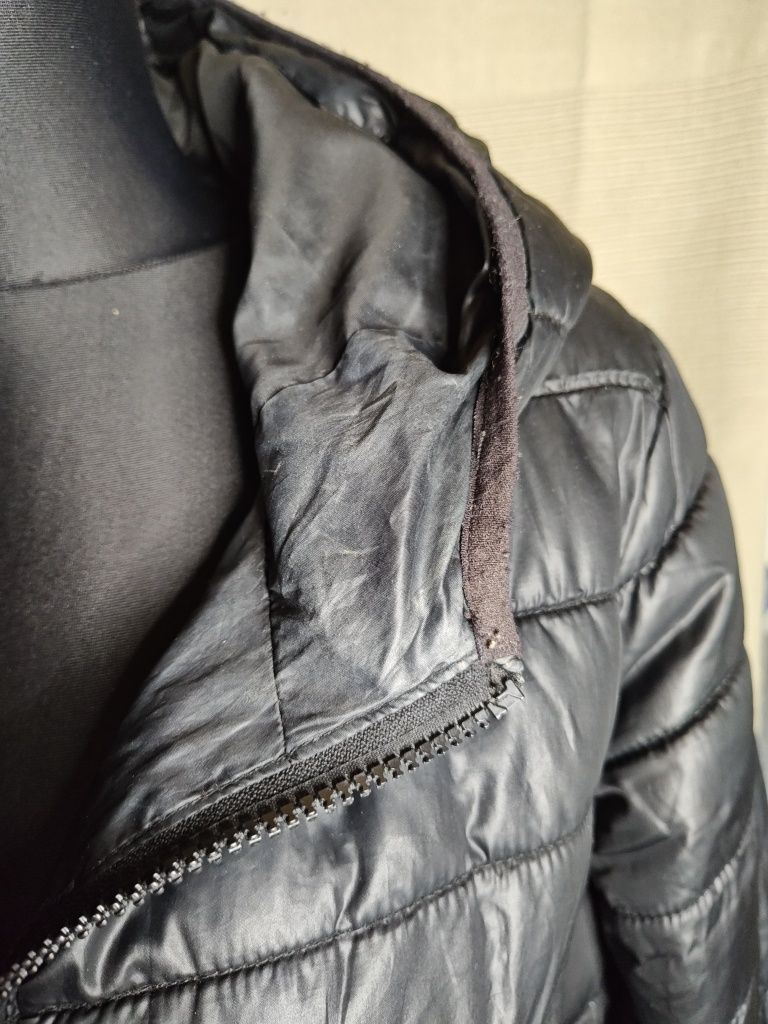 Czarna Pikowana Kurtka Sinsay XL| Lekka Kaptur Wiosna Jesień