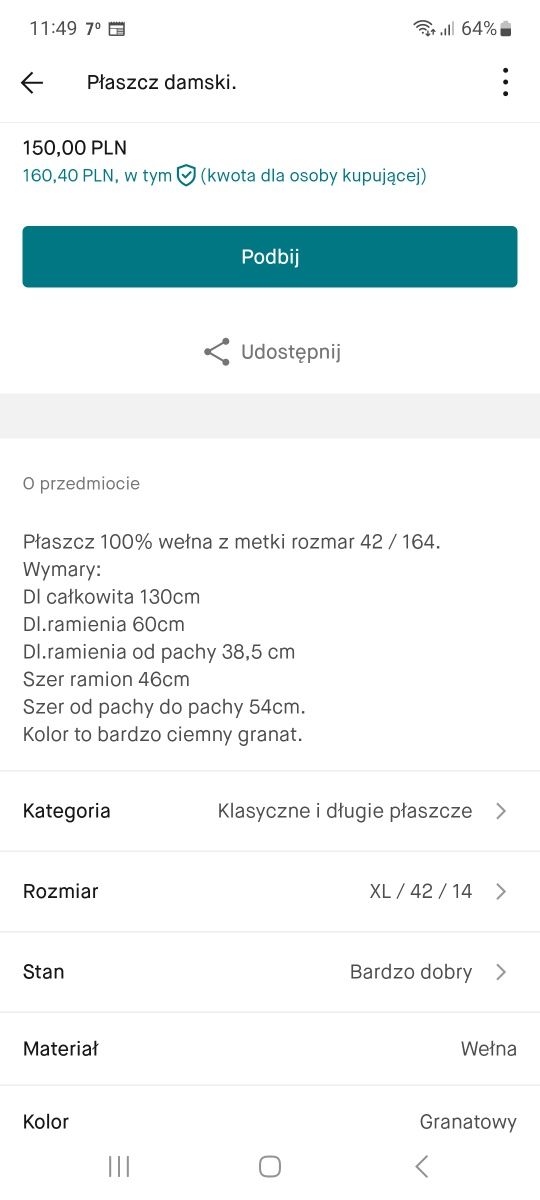 Płaszcz damski długi.