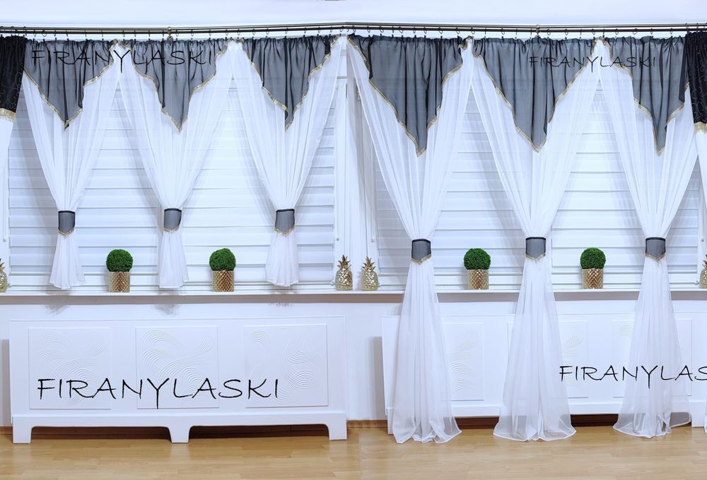 Firana 400x250 firany biało czarne do pokoju salonu