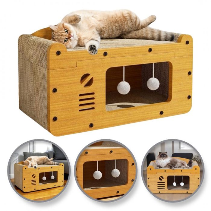 Domek legowisko drapak dla kota ekologiczny antyposlizgowy 30x56x30