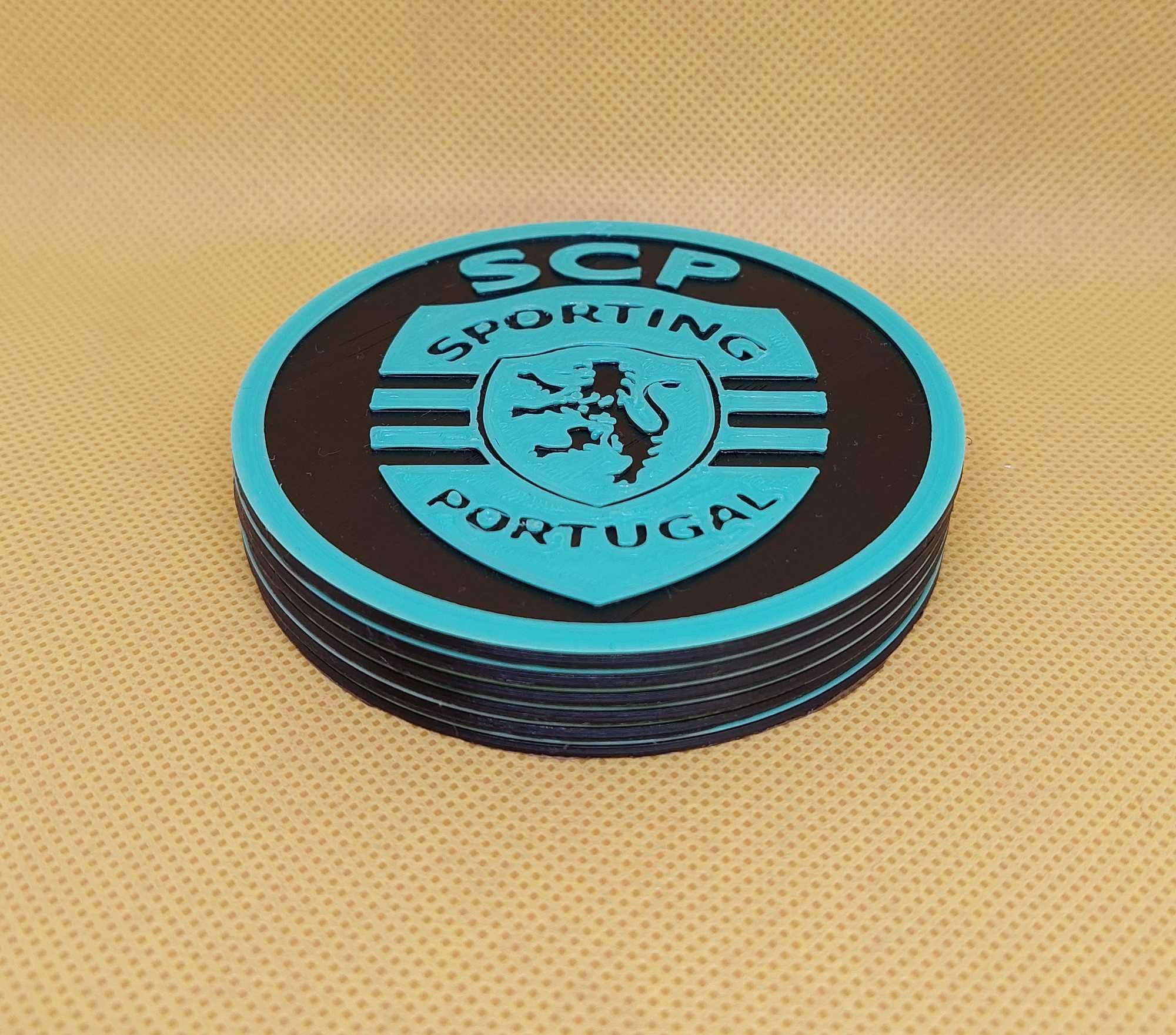 Base para copo Sporting Clube Portugal SCP Pack 6 coasters Impressão3D