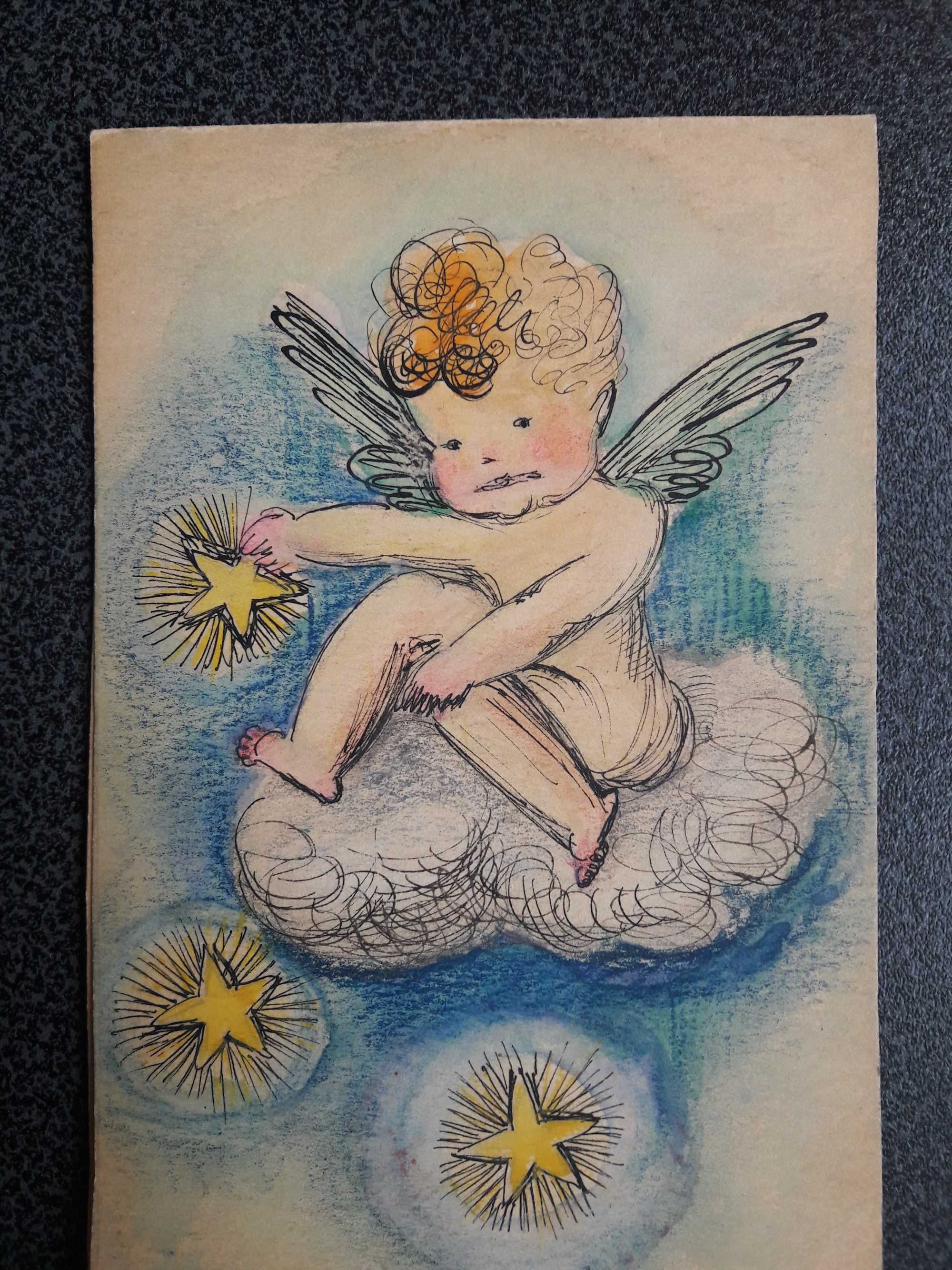 Aniołek  akwarela obrazek malowany Art. Zofia Horska